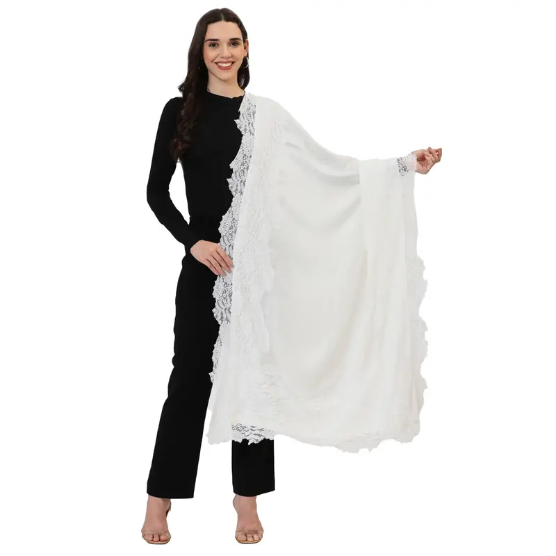 Modal Pashmina Lace Scarf For Women Lightweight Shawl Wrap Weddings  Parties & Casual Wear Soft Floral Stole