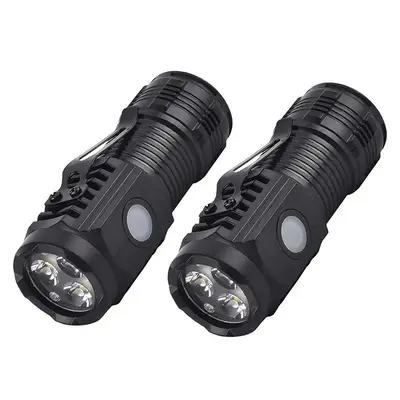 Portable LED Flashlight for Summer, Waterproof & Lightweight Flashlight with 5 Modes, Side-mounted Pen Rack, Tail-mounted Ma...