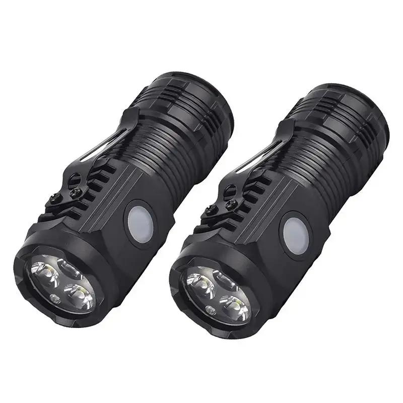 Portable LED Flashlight for Summer, Waterproof & Lightweight Flashlight with 5 Modes, Side-mounted Pen Rack, Tail-mounted Ma...