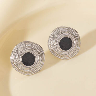 304 Stainless Steel Flat Round Stud Earrings