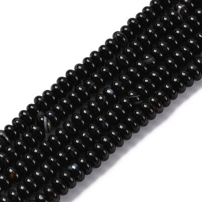 Natural Black Banded Agate(Dyed & Heated) Beads Strands