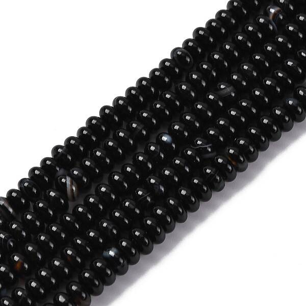Natural Black Banded Agate(Dyed & Heated) Beads Strands