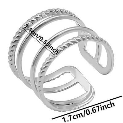 Non-Tarnish Minimalist Hollow 304 Stainless Steel Cuff Rings