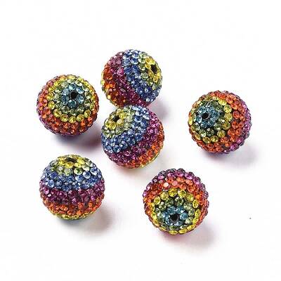 Rainbow Polymer Clay Rhinestone Beads