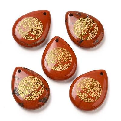 Natural Red Jasper Drop Pendants