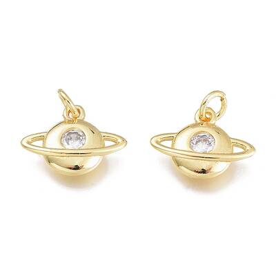 Brass Micro Pave Clear Cubic Zirconia Charms