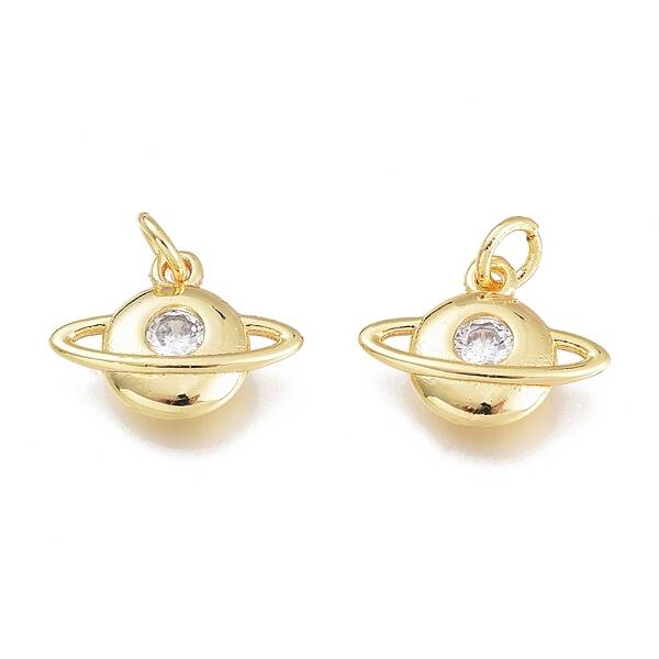 Brass Micro Pave Clear Cubic Zirconia Charms