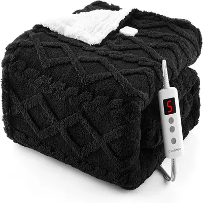 Garvee Electric Blanket Queen Size Dual Control - 10 Heat Levels, 10 Time Settings - Thick Tufted Sherpa - Fast Heating, ETL ...