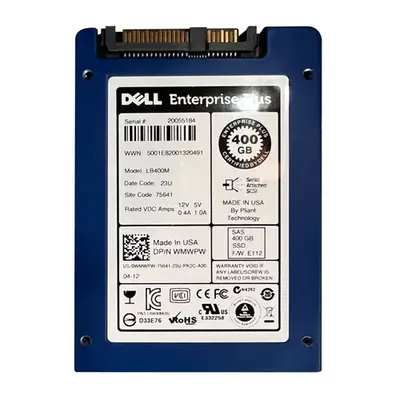 0WMWPW Dell 400GB Single-Level Cell SAS 3Gb/s Hot-Pluggable 2.5-Inch Solid State Drive for PowerEdge Servers