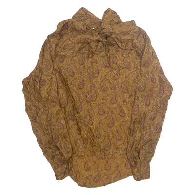 LEVANTE Womens Printed Blouse Brown Long Sleeve Silk Paisley M