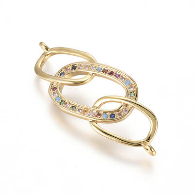 Brass Micro Pave Cubic Zirconia Links connectors