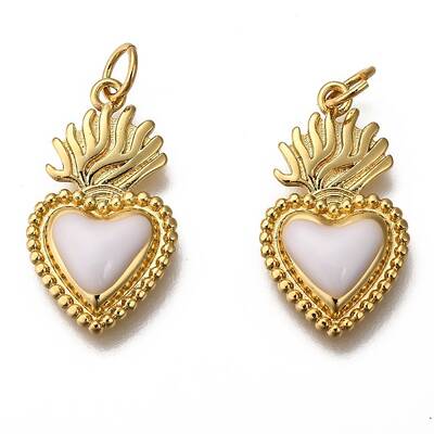 Golden Tone Brass Enamel Pendants
