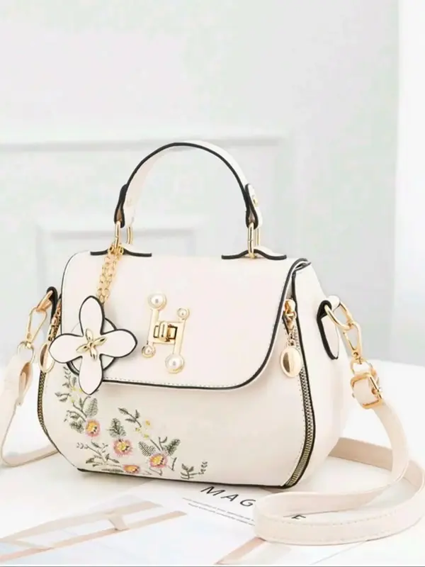 Women's Fashionable Butterfly Design Handbag, Elegant Floral Pattern Embroidering Design Crossbody Bag for Daily Used, Casual...