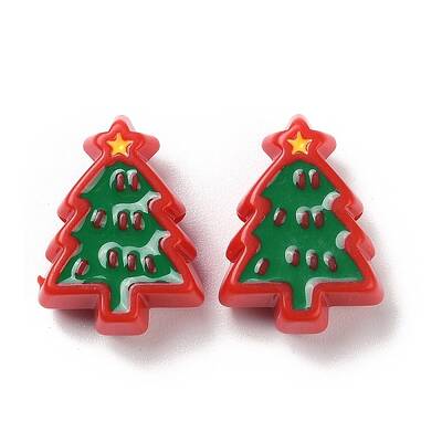 Christmas Decorations Theme Opaque Acrylic Bead with Enamel