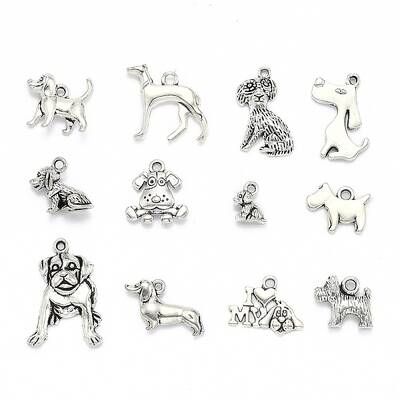 Tibetan Style Alloy Puppy Pendants