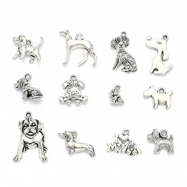 Tibetan Style Alloy Puppy Pendants