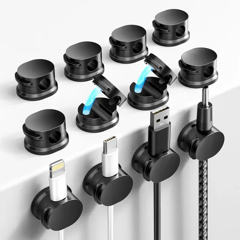 12 Pack Magnetic Cord Organizer - Cable Management Holder Adhesive For Hide or Organize USB Charger Cable on Bedside Tables, ...