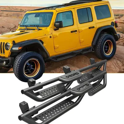 OEDRO Running Boards for 2018-2025 Jeep Wrangler JL Unlimited 4 Door Side Steps, Heavy-Duty Black Powder Coated Two Stairs De...