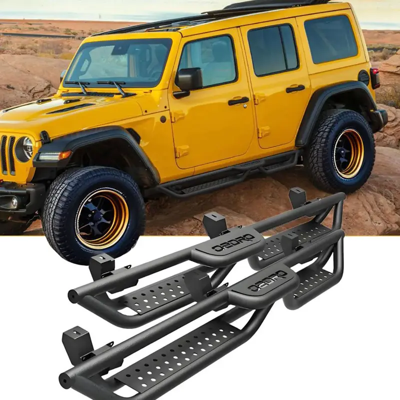 OEDRO Running Boards for 2018-2025 Jeep Wrangler JL Unlimited 4 Door Side Steps, Heavy-Duty Black Powder Coated Two Stairs De...