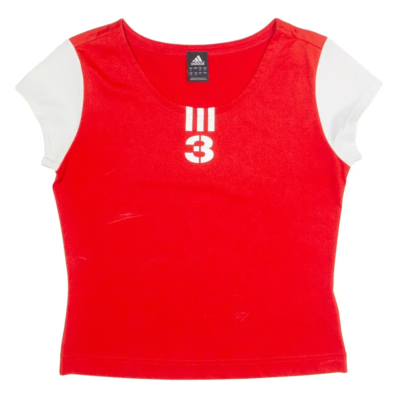 ADIDAS Womens T-Shirt Red UK 12