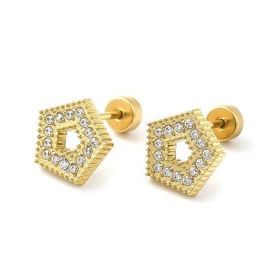 304 Stainless Steel Stud Earrings with Rhinestone