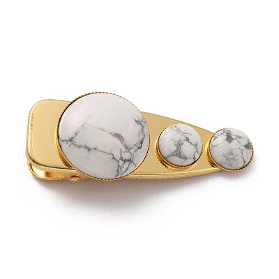 Natural Howlite Alligator Hair Clips