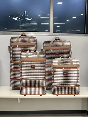 Plaid Pattern Travel Bag, Large Capacity Moving Storage Bag, Business Trip Travel Bag, Travel Accessories, Travel Organizer f...