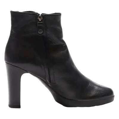 GEOX Block Heels Black Leather Womens UK 6
