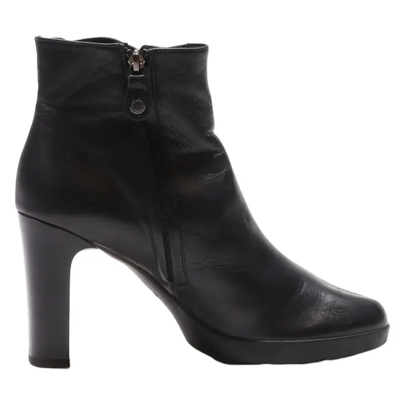 GEOX Block Heels Black Leather Womens UK 6