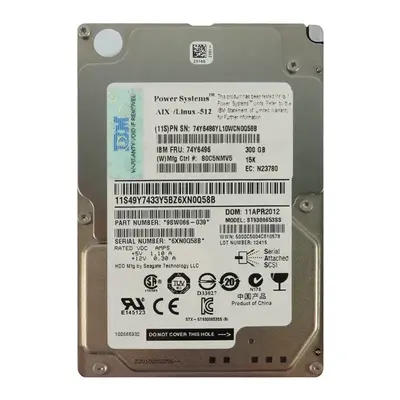 74Y6496 IBM 300GB 6Gb/s SAS 15000 2.5-Inch Hard Drive