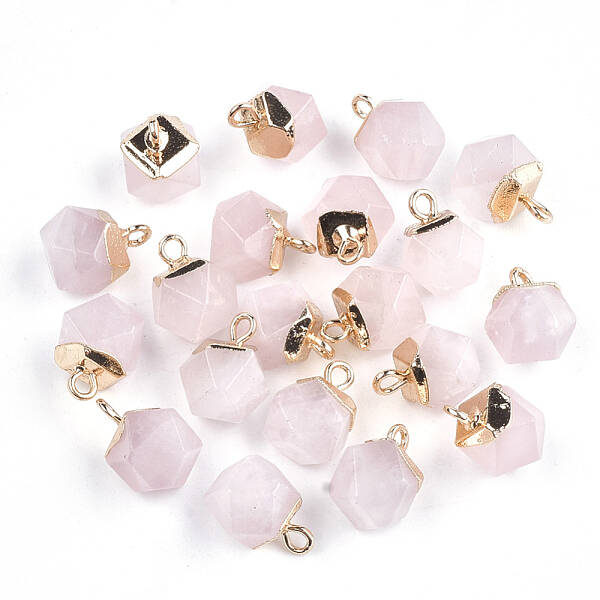 Electroplate Natural Rose Quartz Charms