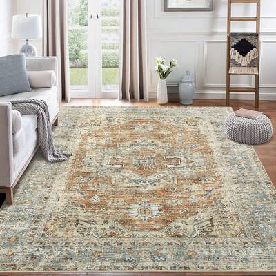 Garvee Rugs for Living Room 5x7 Rug Boho Area Rug Washable Rugs Vintage Oriental Rug Bedroom Decor Floor Mats Soft Rug Non Sl...