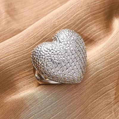 Brass Micro Pave Cubic Zirconia Adjustable Open Cuff Rings for Women