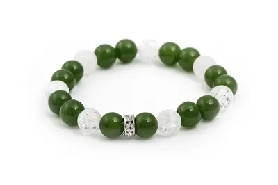Agato Malaysian Jade and Crystal Beads Bracelet MINK84/17