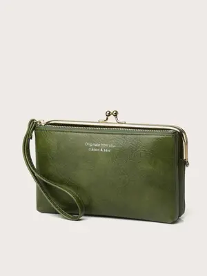 Women's Fashion Letter Pattern Detachable Wristlet Bag, Simple All-match Solid Color Wallet Bag for Daily Used, Female Trendy...