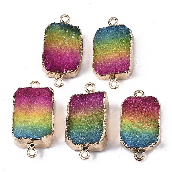 Natural Druzy Agate Links Connectors