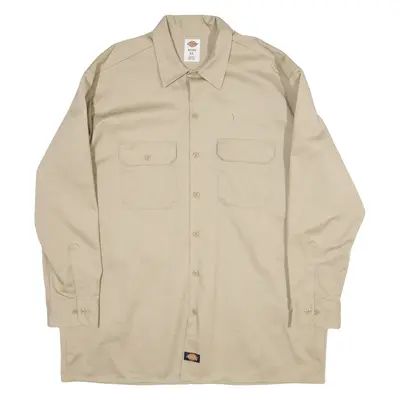 DICKIES Mens Worker Shirt Beige Long Sleeve XL
