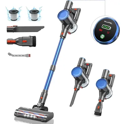 Cordless Vacuum Cleaner, 30Kpa 400W Powerful Stick Vacuum with 45Mins Detachable Battery, 70000RMP Lightweight Handheld Vacuu...