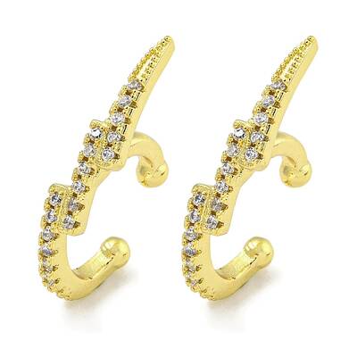 Brass Micro Pave Clear Cubic Zirconia Cuff Earrings