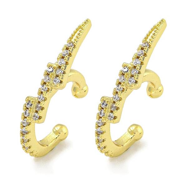 Brass Micro Pave Clear Cubic Zirconia Cuff Earrings