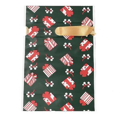 Christmas Gift Box Plastic Packing Pouches Drawstring Bags