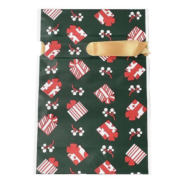 Christmas Gift Box Plastic Packing Pouches Drawstring Bags