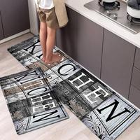Kitchen Floor Mat, 1 Count Letter & Wood Grain Pattern Kitchen Rug, Non-slip Kitchen Mat, Washable Kitchen Floor Mat for Home...