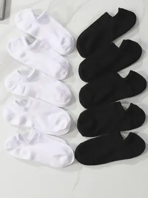 Women's 10 Pairs Solid Invisible Socks, Soft Comfy Breathable Anklets for Daily Wear, Women's Socks & Hosiery for All Season...