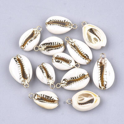 Electroplate Cowrie Shell Pendants