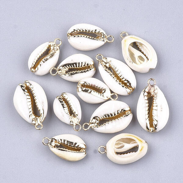 Electroplate Cowrie Shell Pendants
