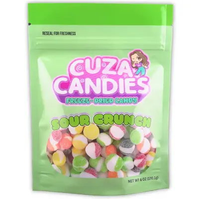 Cuza Candies Freeze Dried Sour Rainbow Crunch Candies, Fruity & Sour Candy Snack with Sugar - (6 oz & 16 oz) Net Weight Swee...
