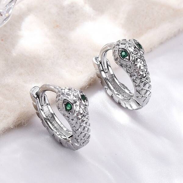 Brass Cubic Zirconia Hoop Earrings