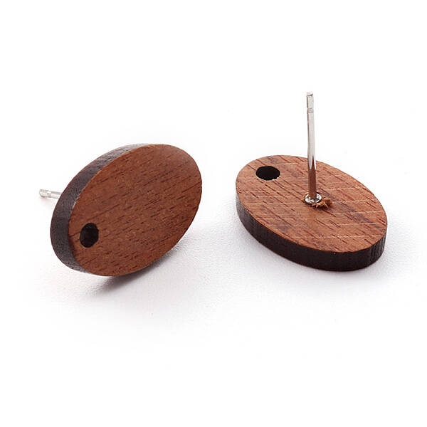 Coconut Brown Wood Stud Earring Findings