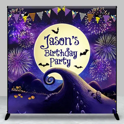Moon Sparkle Halloween Custom Name Birthday Backdrop